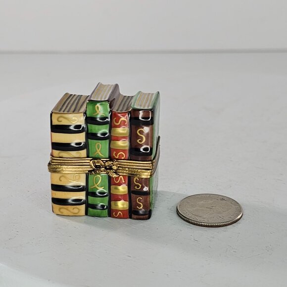 Limoges Multicolor Book Stack Trinket Box - Picture 7 of 8